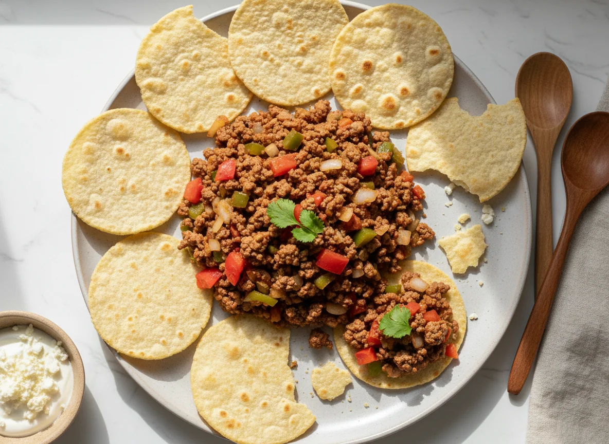 Carne molida con verduras y tostadas Salmas photo