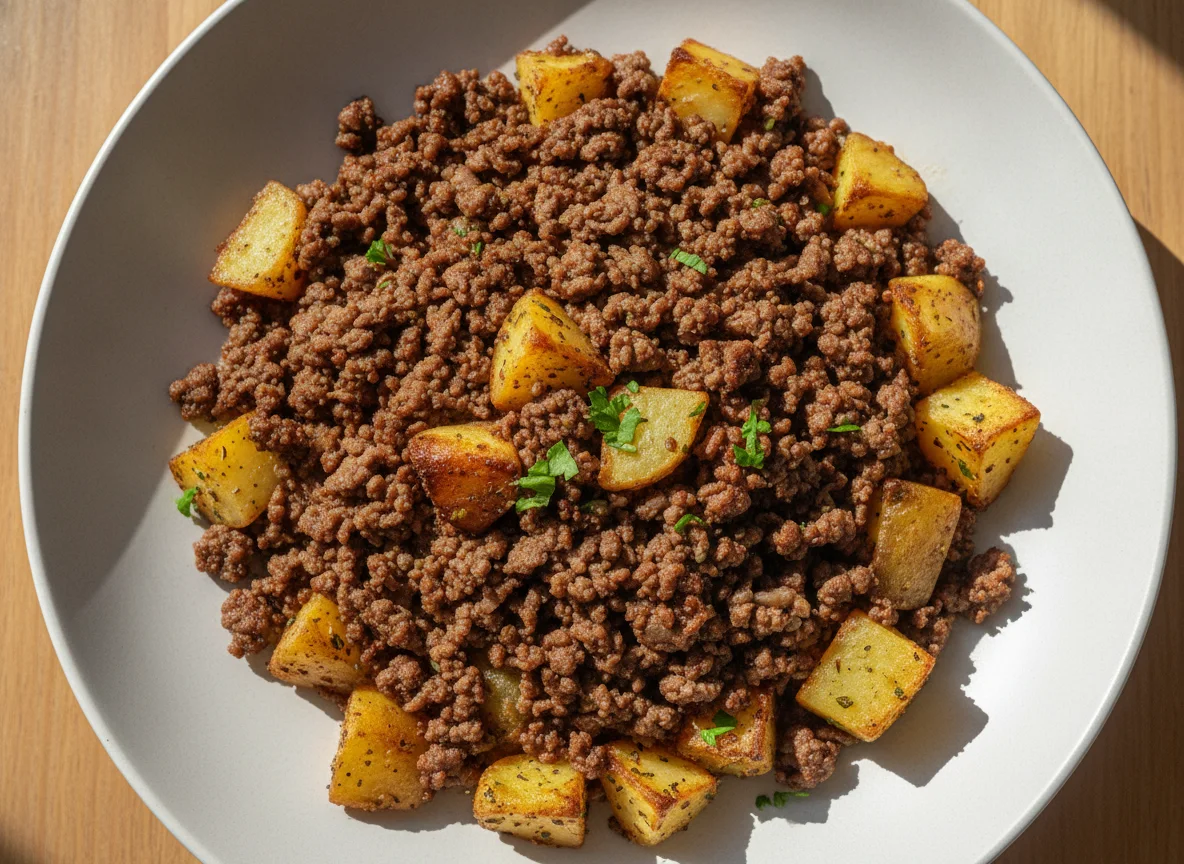 Carne picada con papas al horno photo