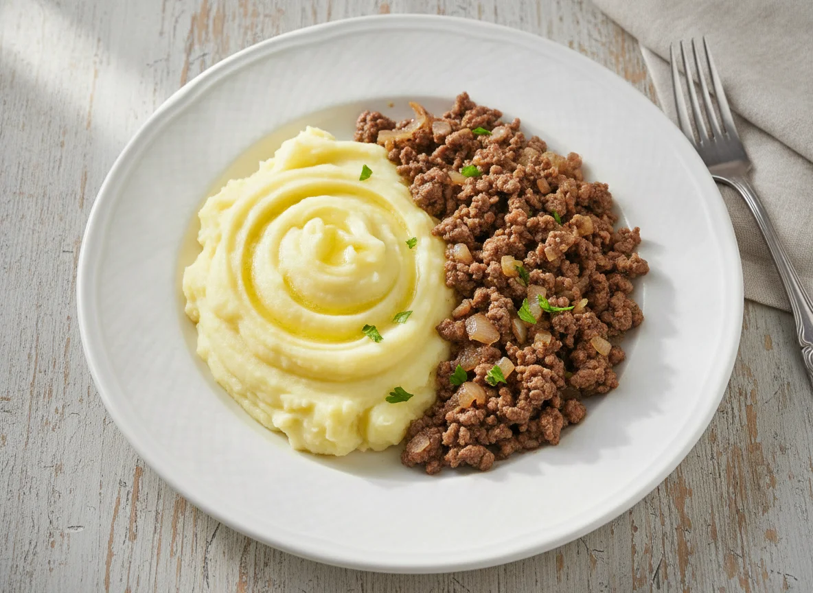 Carne picada con puré de papas photo