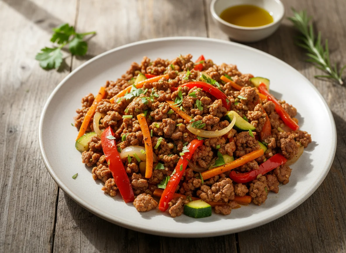 Carne picada con verduras photo