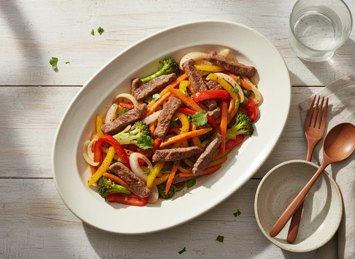 Carne salteada con vegetales photo