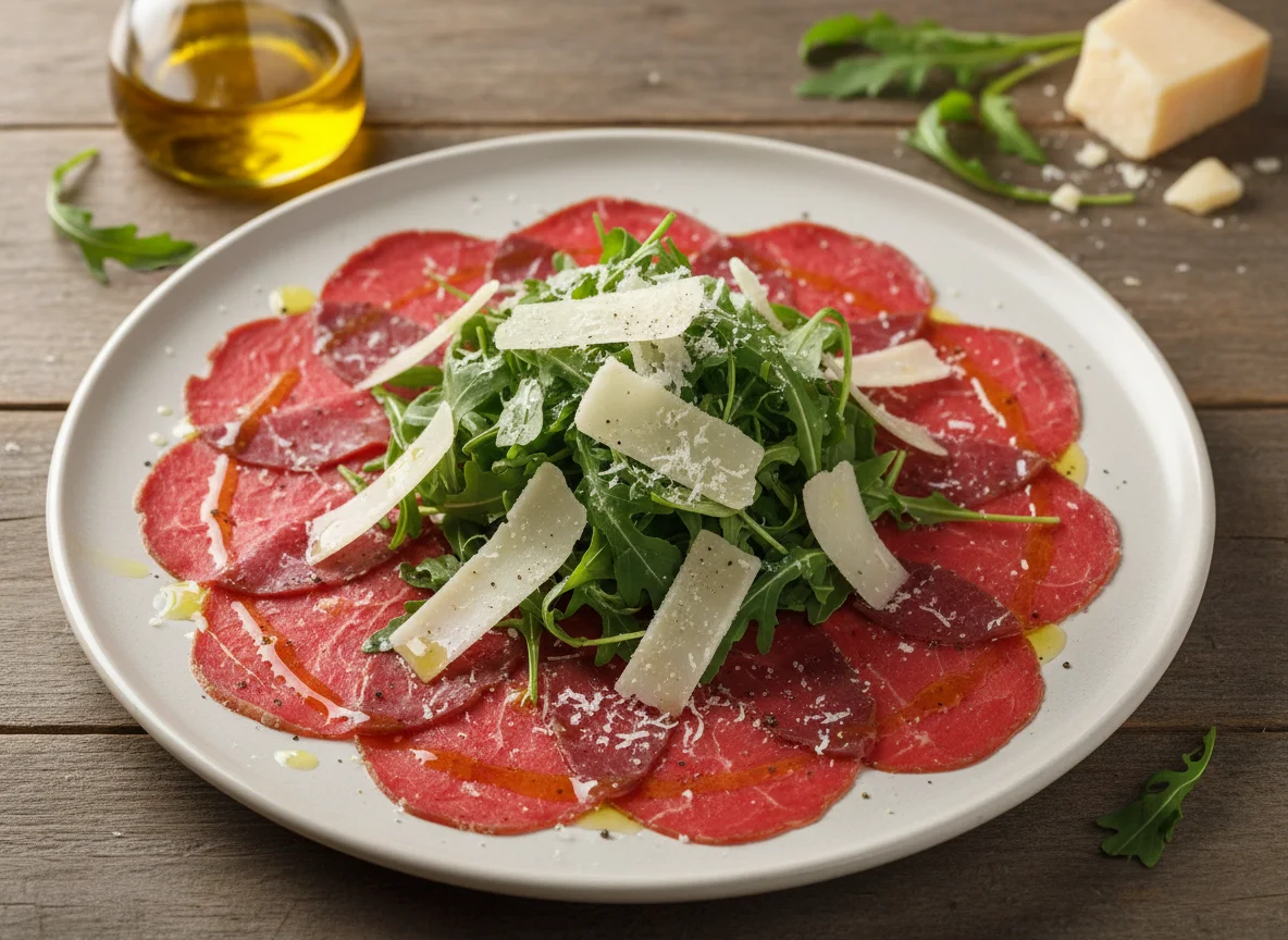 Carpaccio de ternera con rúcula y parmesano photo