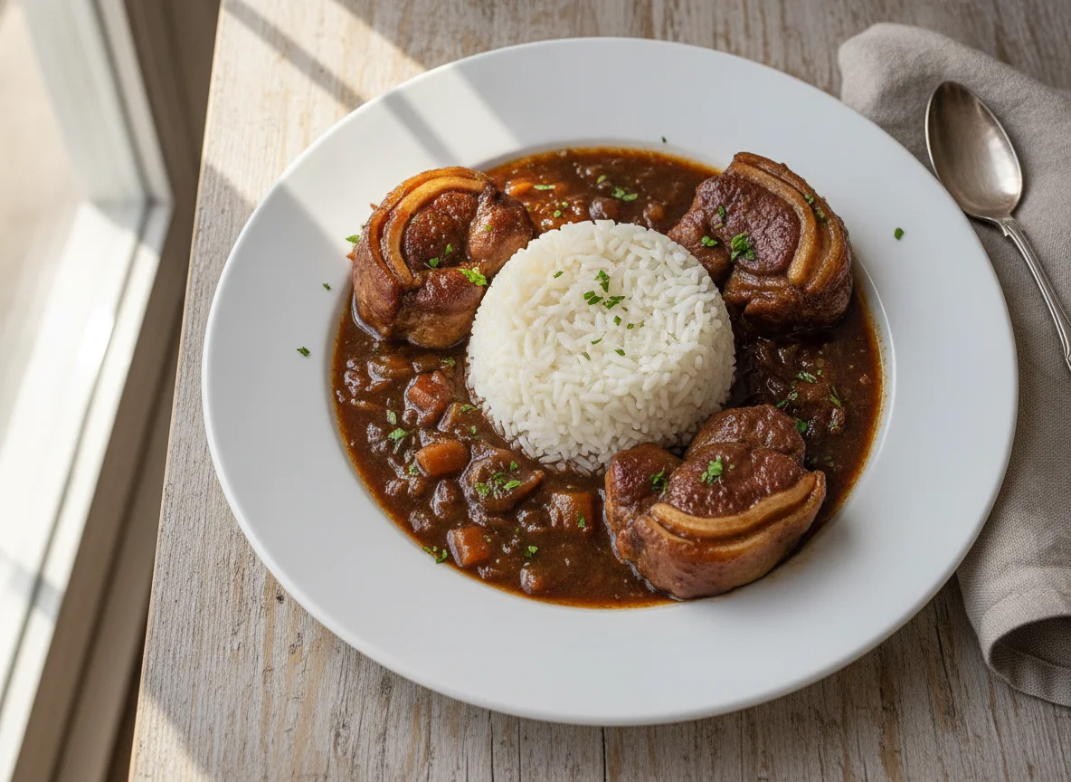 Carrilleras estofadas con arroz photo