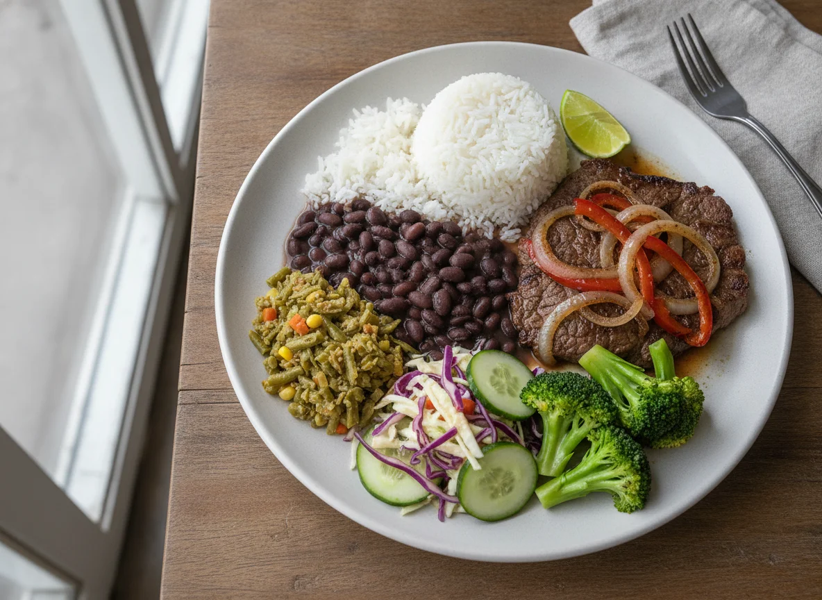 Casado costarricense con bistec photo