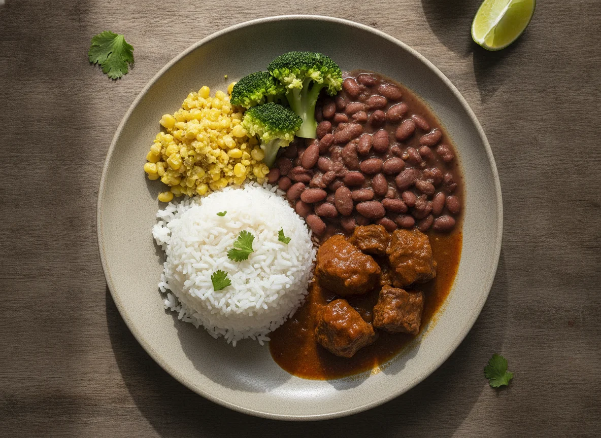 Casado costarricense con carne en salsa photo