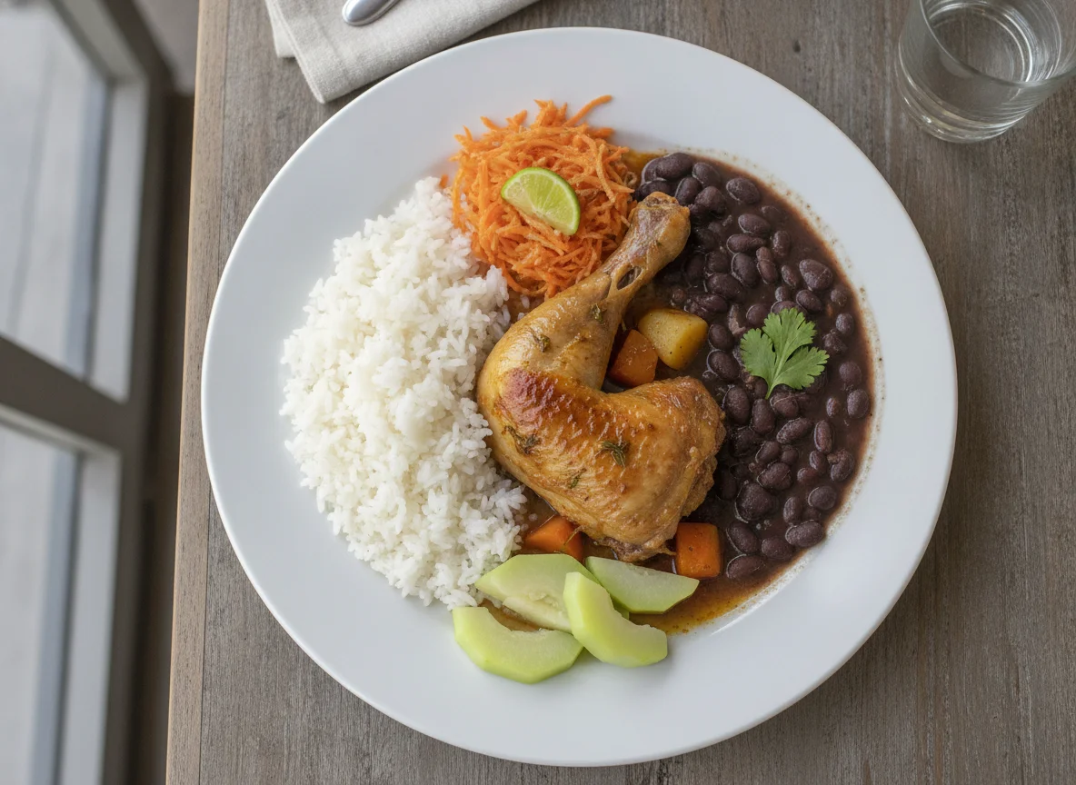 Casado costarricense con pollo sudado photo