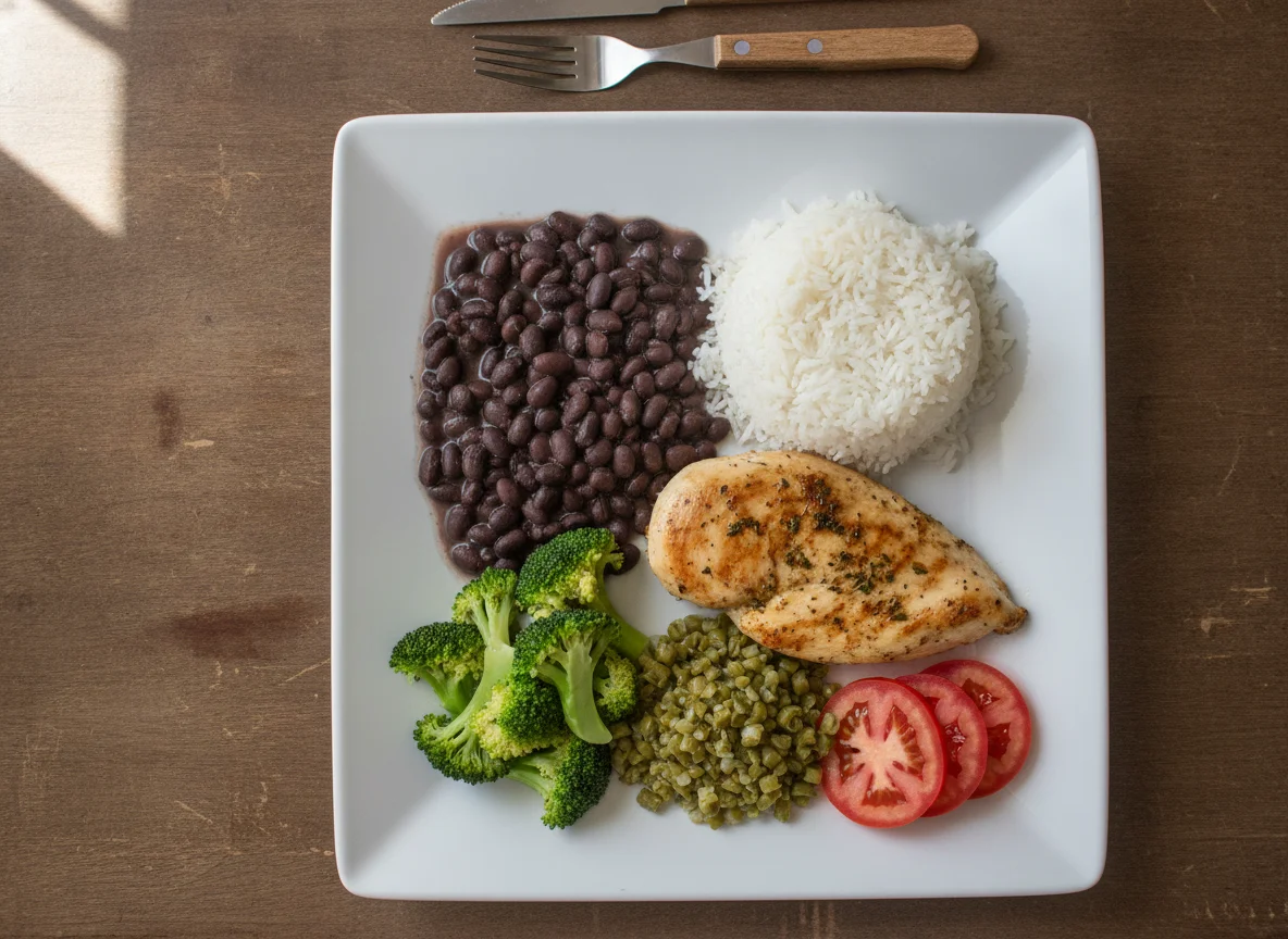 Casado costarricense con pollo y brócoli photo
