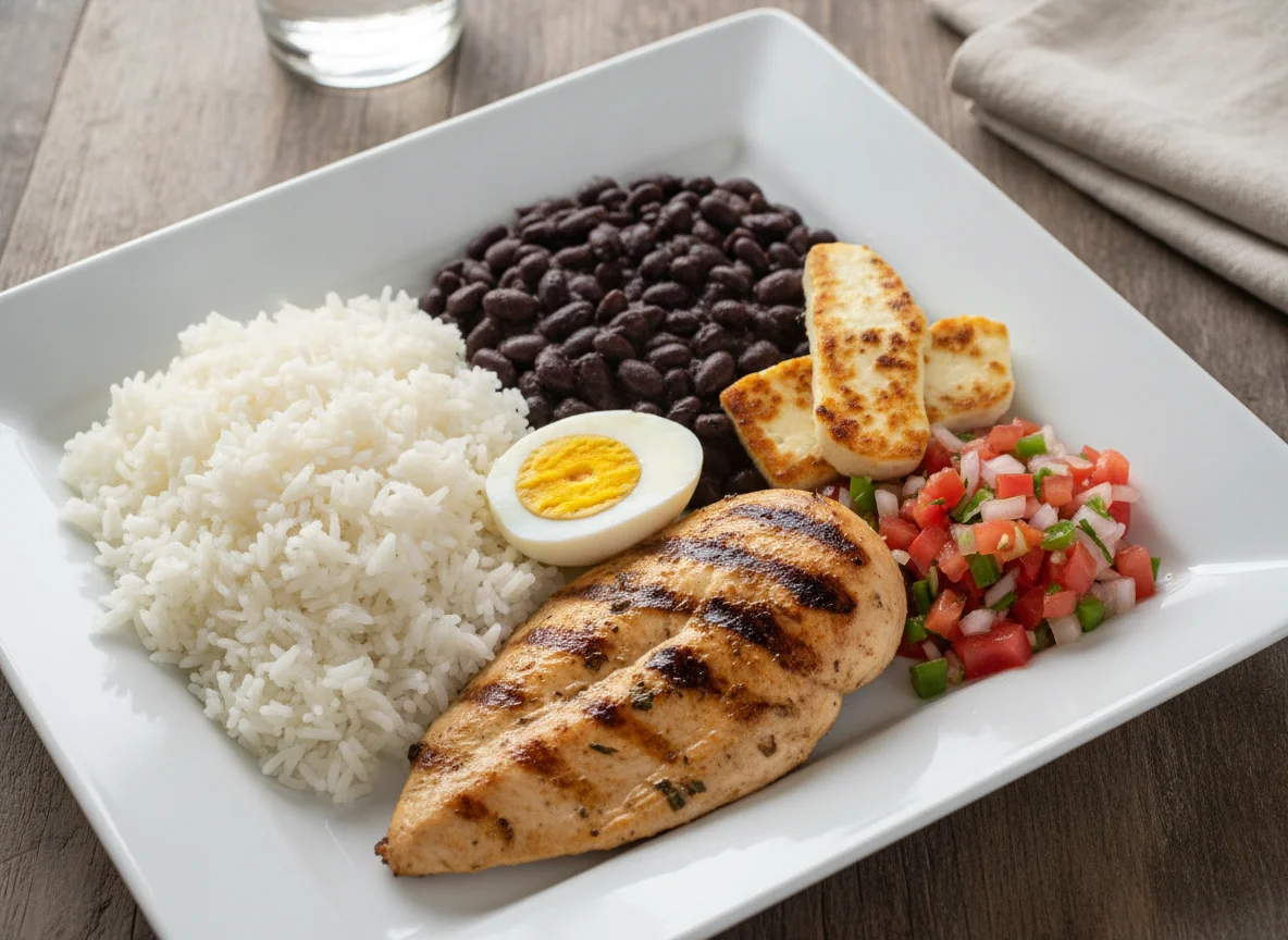 Casado costarricense con pollo y huevo photo
