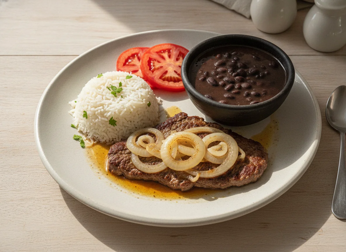 Casado de bistec encebollado photo