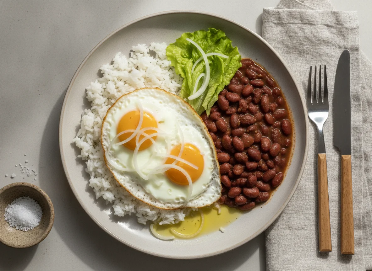 Casado sencillo con huevos fritos photo