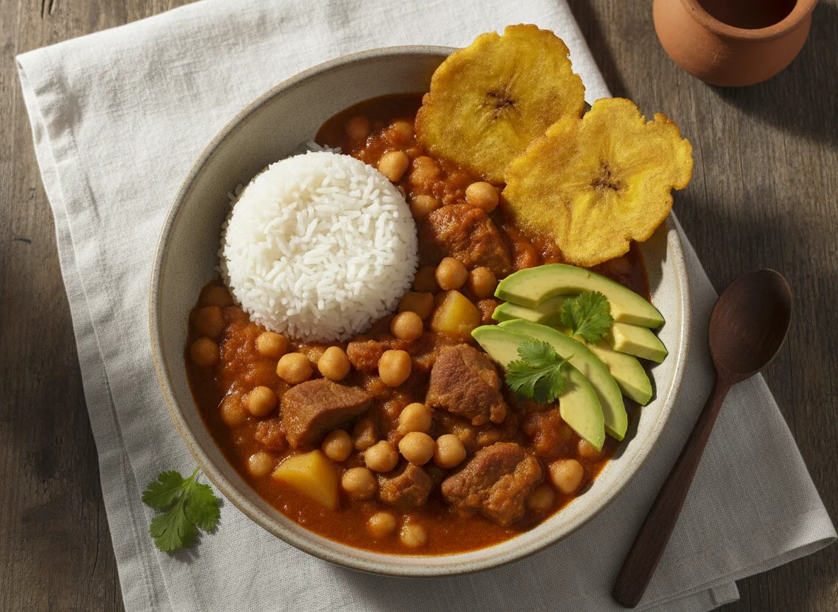 Cazuela de Garbanzos con Arroz y Patacón photo