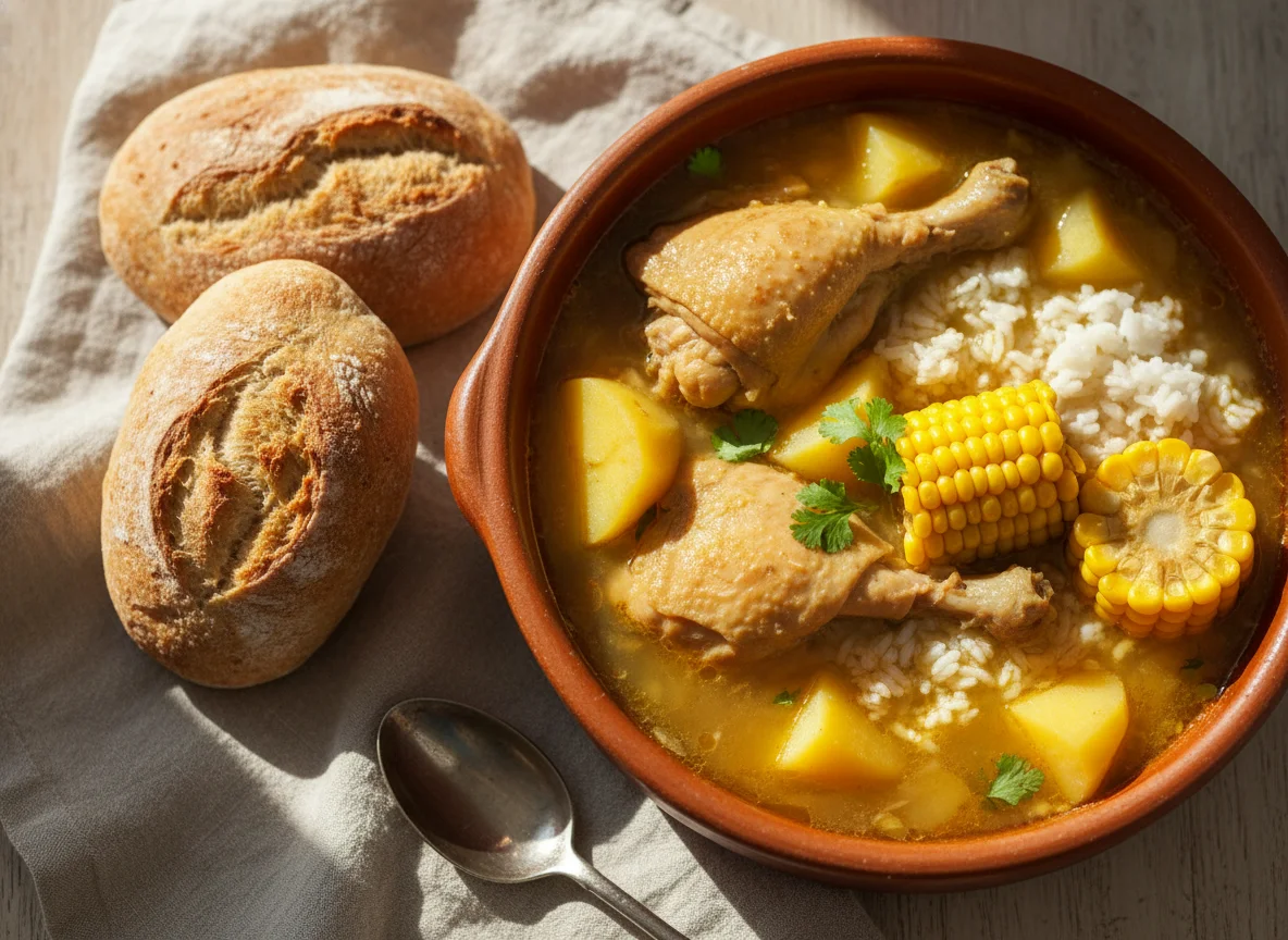 Cazuela de pollo con pan photo