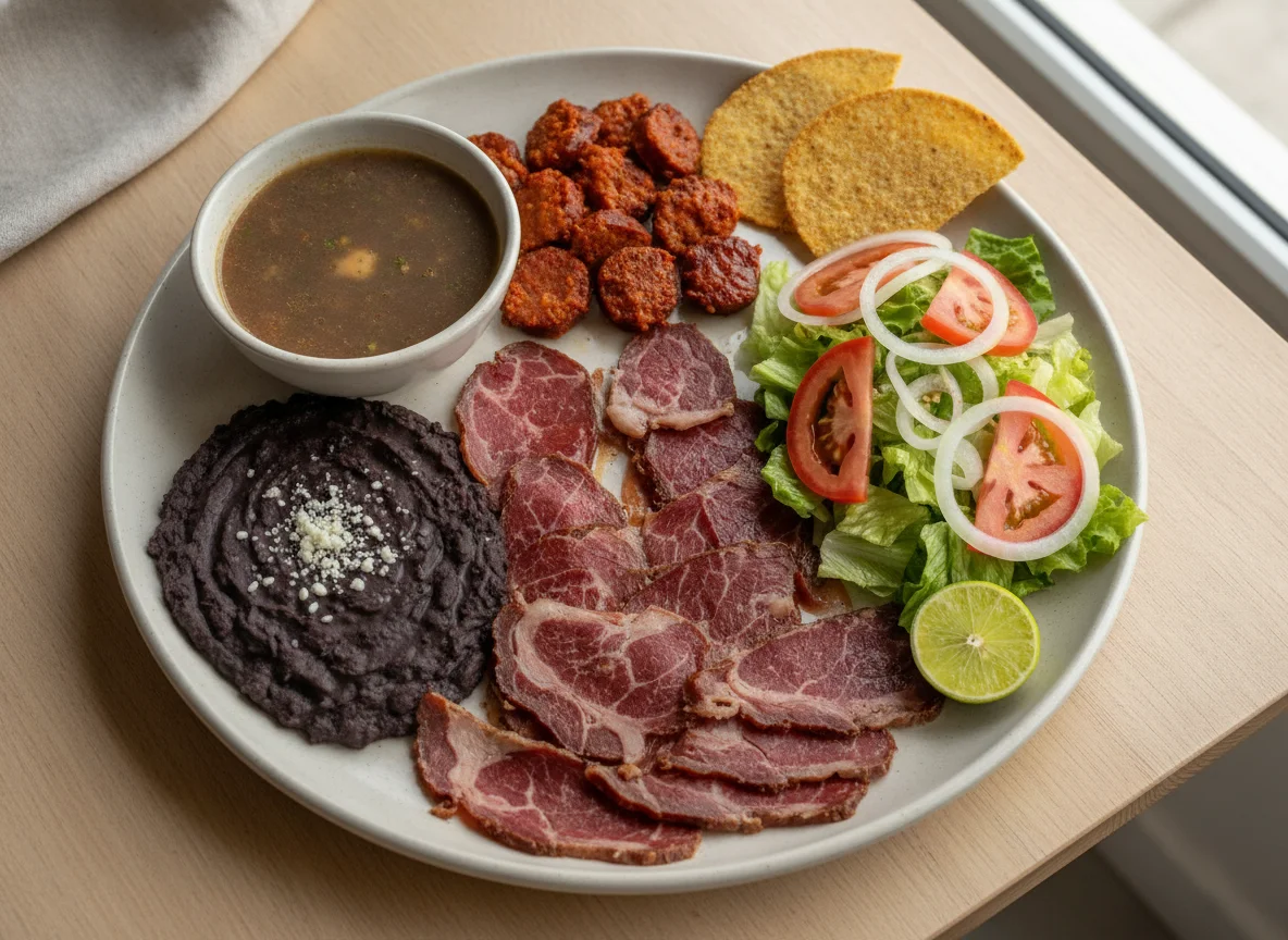 Cecina con Chorizo y Guarnición photo