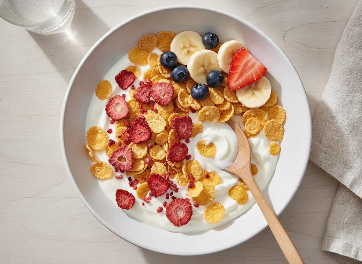 Cereal con yogur y frutas photo