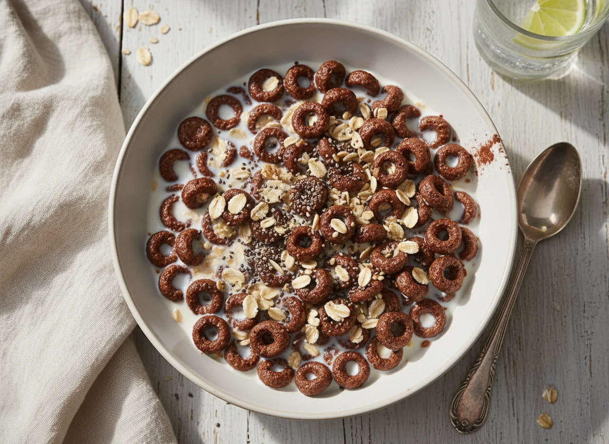 Cereales con leche y semillas photo