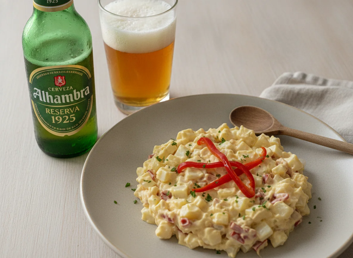 Cerveza Alhambra Reserva 1925 y Ensaladilla Rusa photo