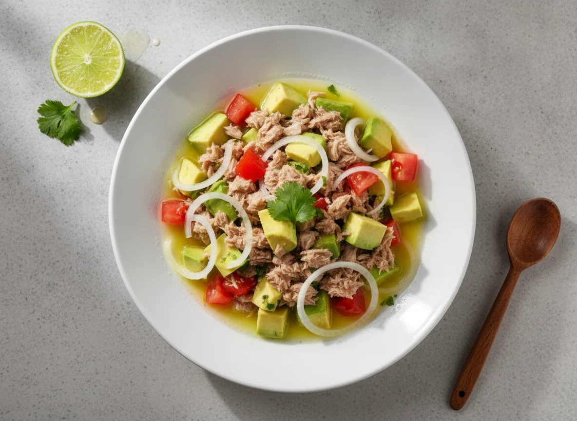 Ceviche de atún con aguacate photo