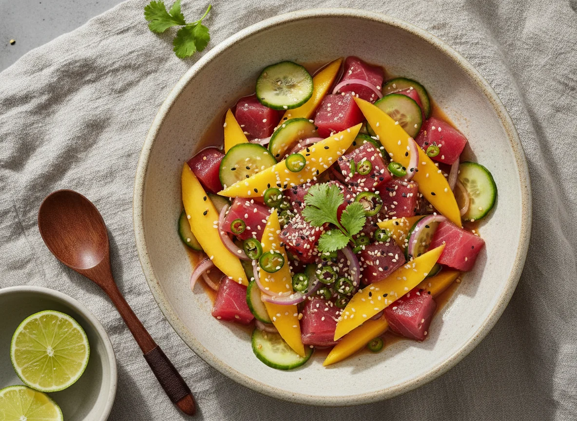 Ceviche de atún con mango photo