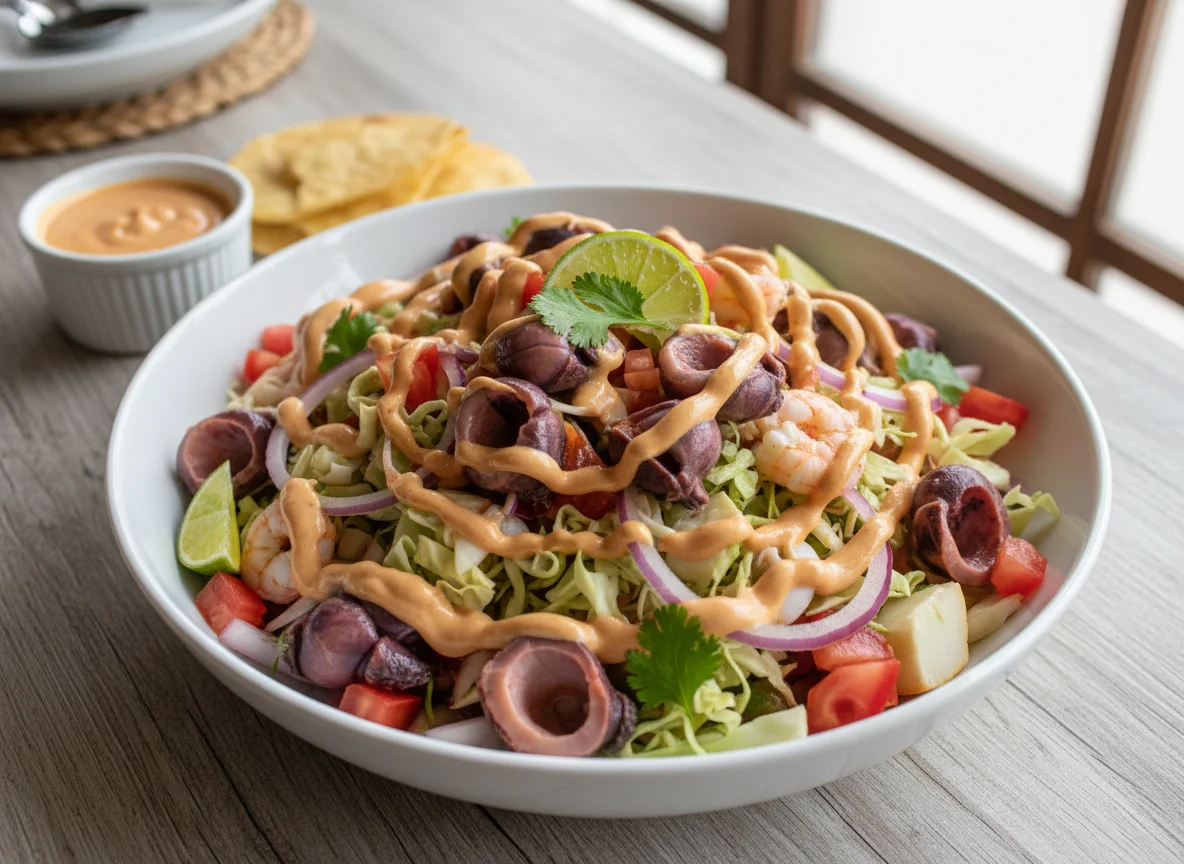 Ceviche de Concha o Mariscos con Vegetales photo