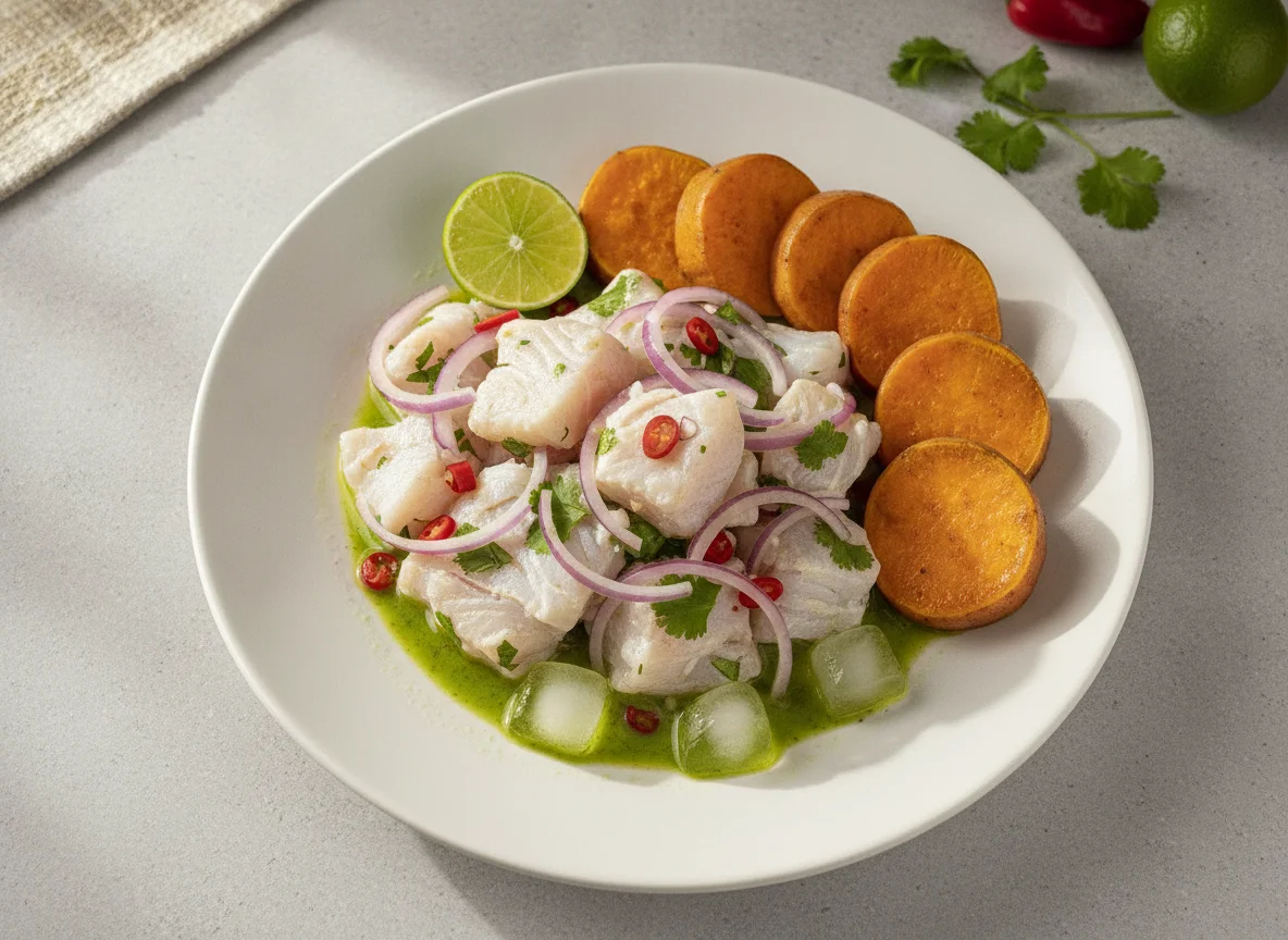 Ceviche de pescado con camote photo