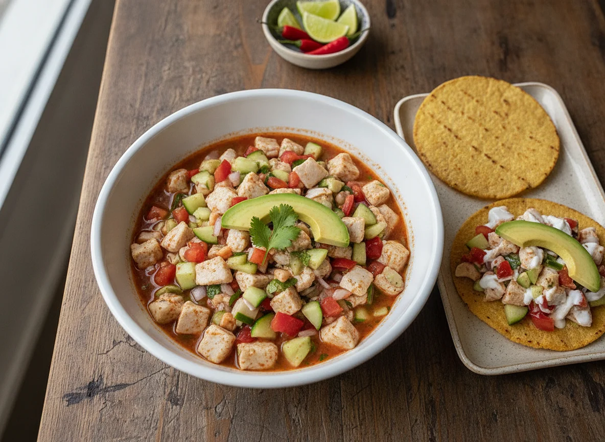 Ceviche de pescado con tostada photo