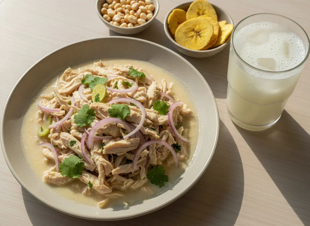 Ceviche de pollo con jugo de guanábana photo