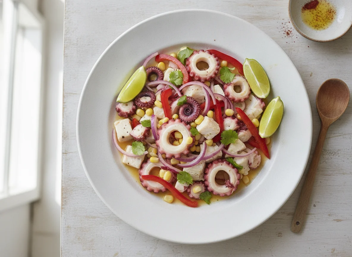 Ceviche de pulpo y pescado photo