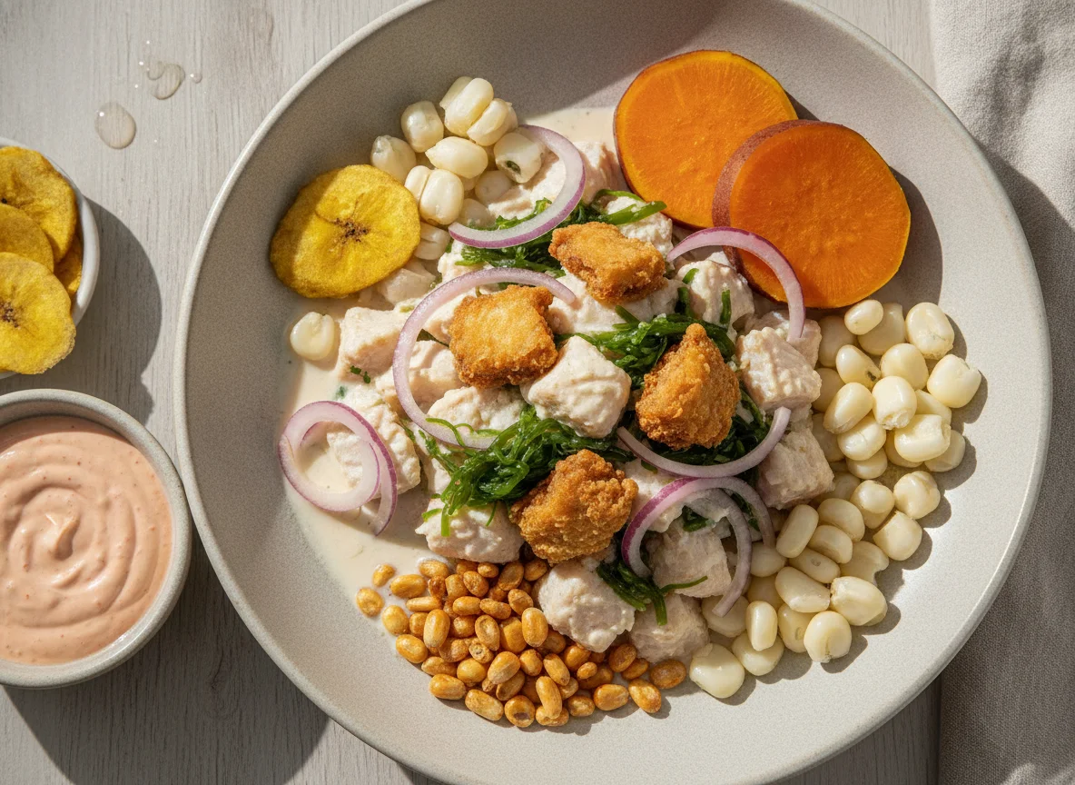 Ceviche Mixto con Chicharrón de Pescado photo