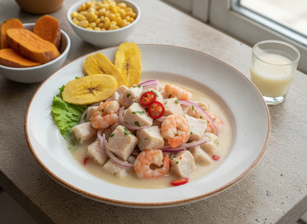 Ceviche Mixto con Guarniciones photo