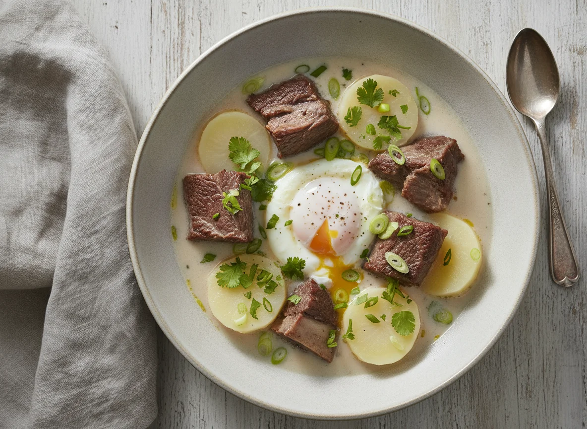 Changua con carne y papa photo