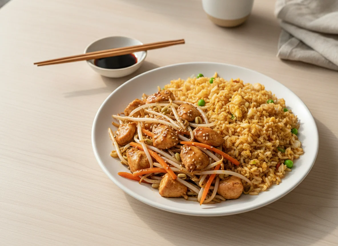Chapsui de pollo con arroz chaufán photo