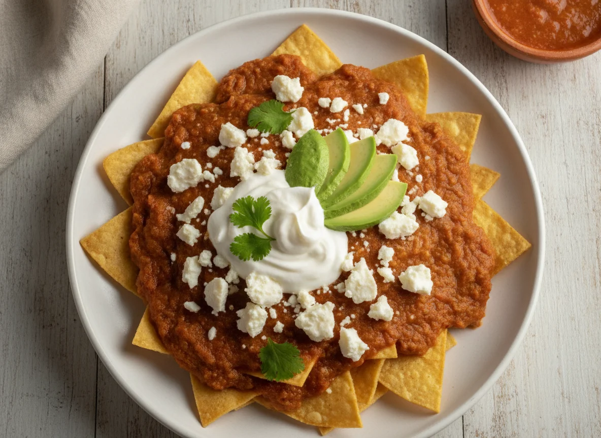 Chilaquiles con aguacate y queso photo