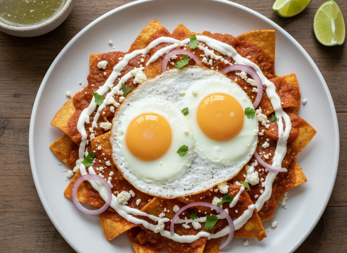 Chilaquiles con huevo y crema photo