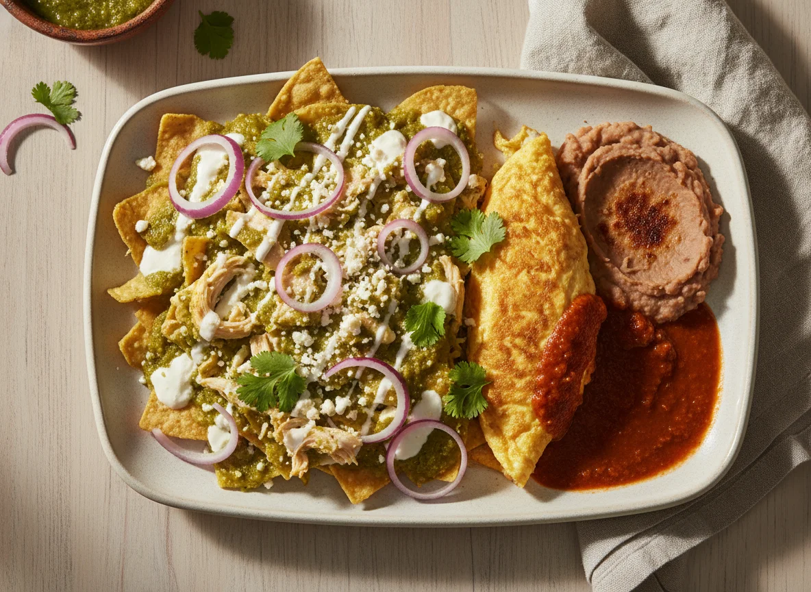 Chilaquiles con Huevo y Frijoles photo