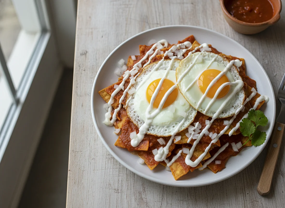 Chilaquiles con huevos fritos photo