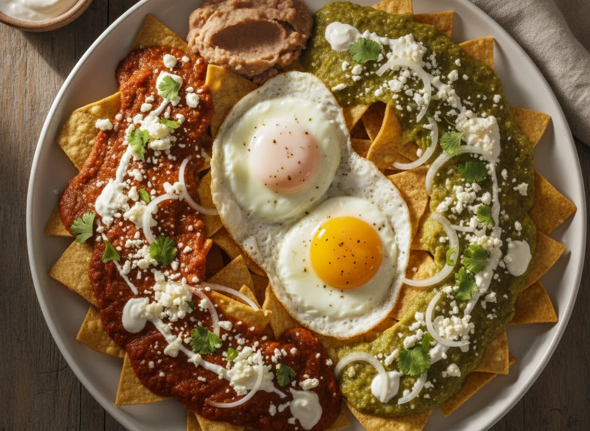 Chilaquiles divorciados con huevo photo