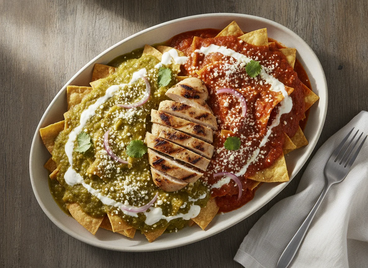 Chilaquiles divorciados con pollo photo