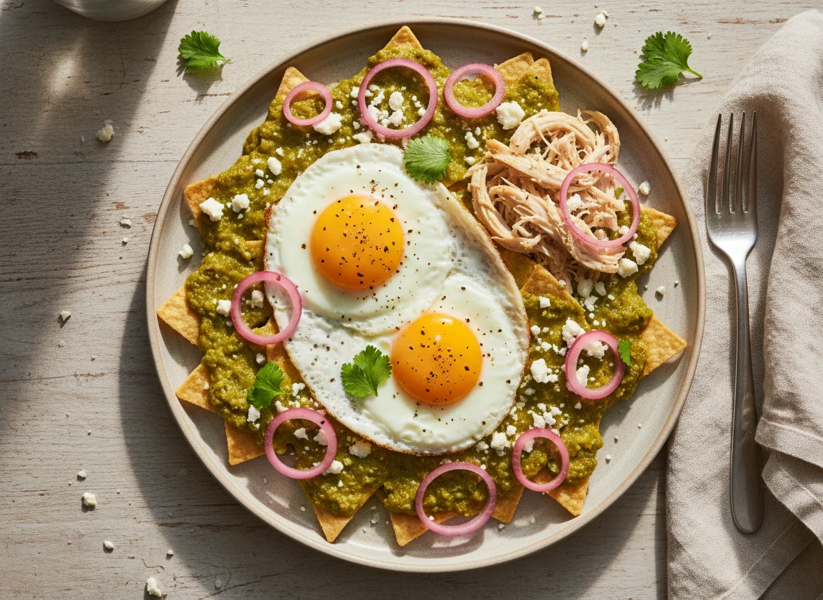 Chilaquiles Verdes con Pollo y Huevo photo