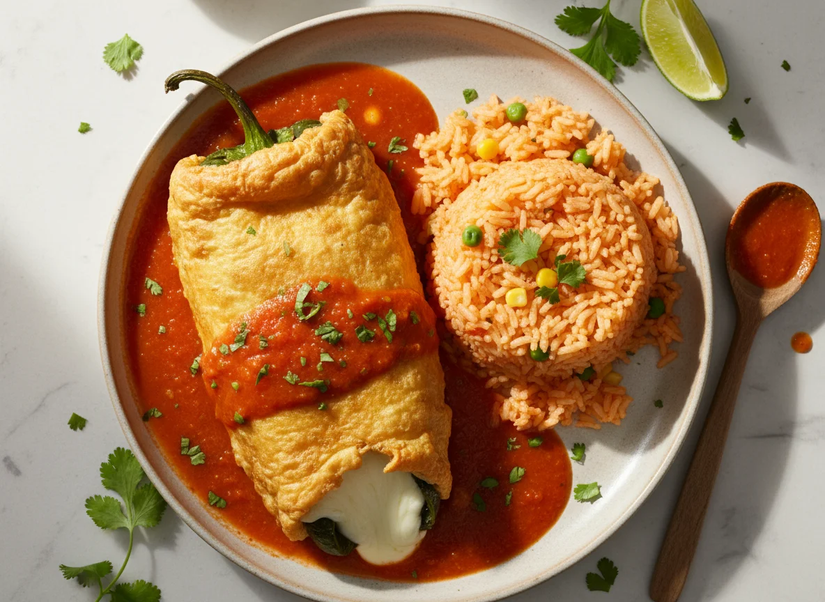 Chile Relleno con Arroz Rojo photo