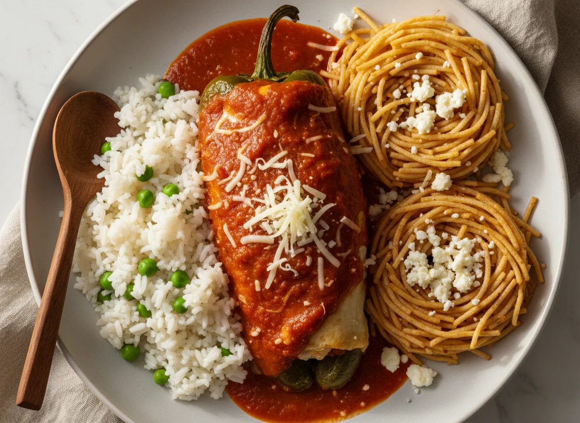 Chile Relleno con Arroz y Fideo photo