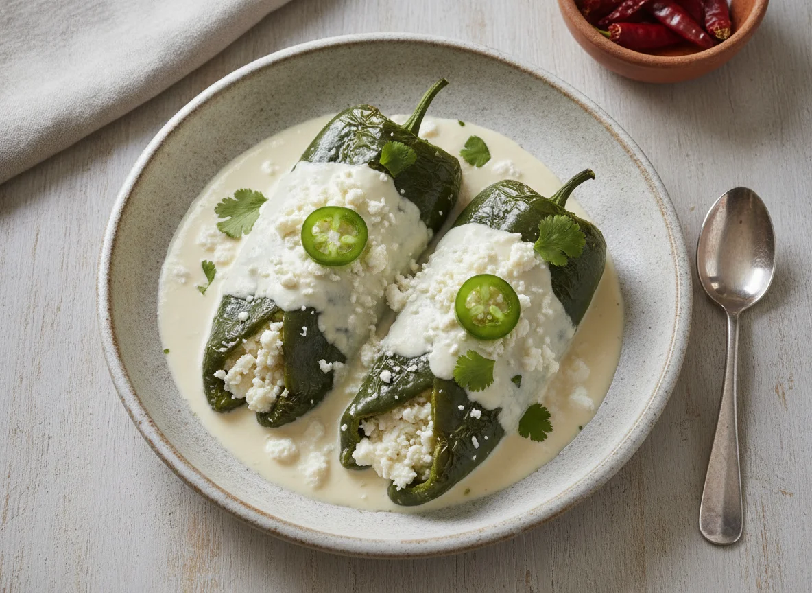Chiles rellenos con crema photo