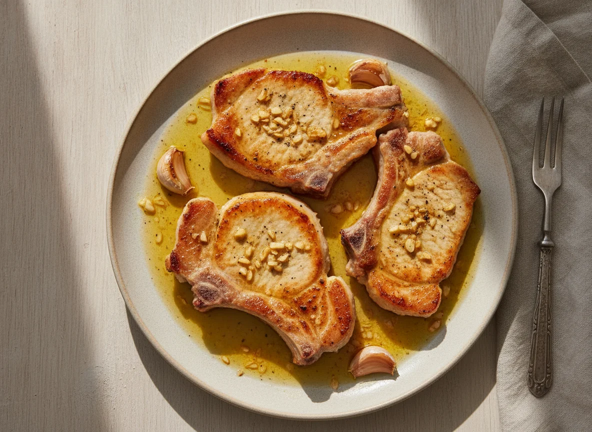 Chuletas de cerdo marinadas con ajo photo