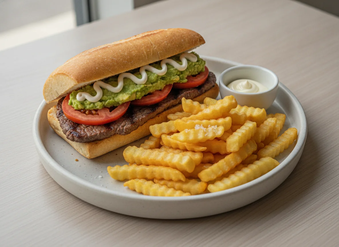 Churrasco italiano con papas fritas photo