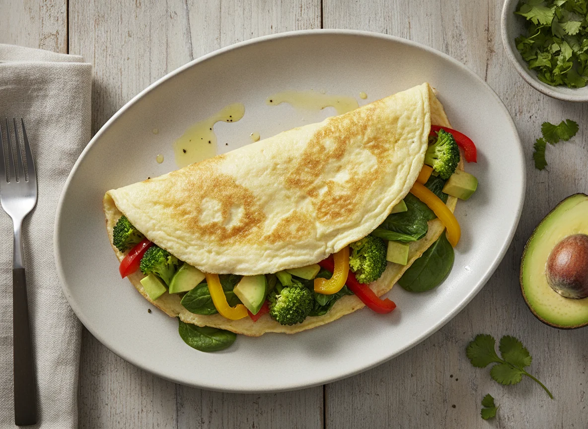 Claras de huevo con vegetales y aguacate photo