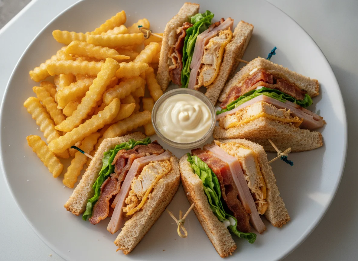 Club Sandwich con Papas Fritas photo