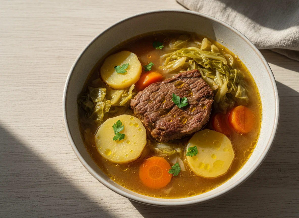 Cocido con verduras y carne photo