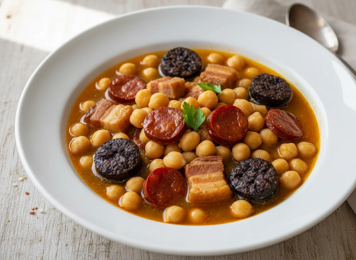Cocido de garbanzos con embutidos photo