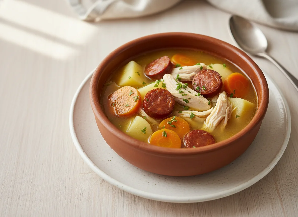 Cocido o estofado de pollo con verduras photo