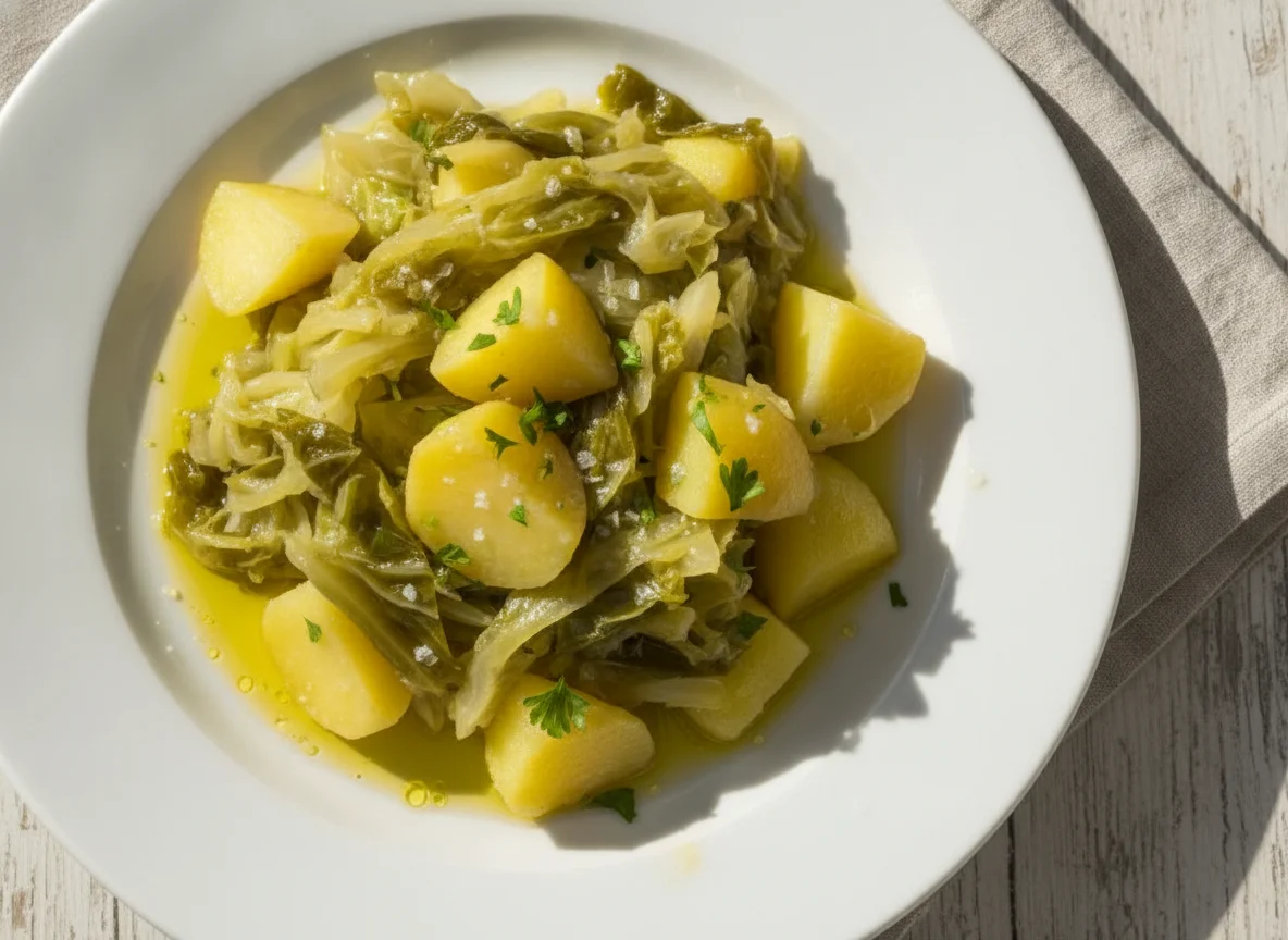 Col cocida con patatas photo