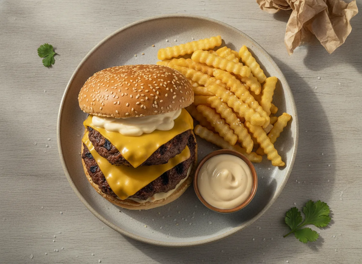 Combo de Hamburguesa con Papas Fritas photo